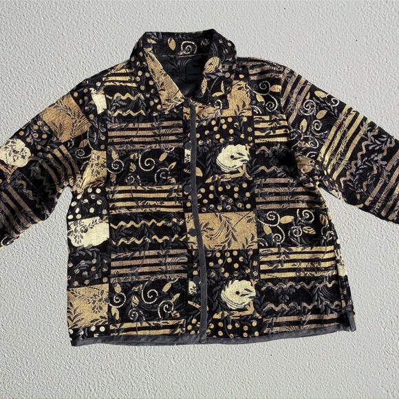 Floral patchwork reversible thin jacket, bohemian, boho chic hippie eclectic - Picture 5 of 9